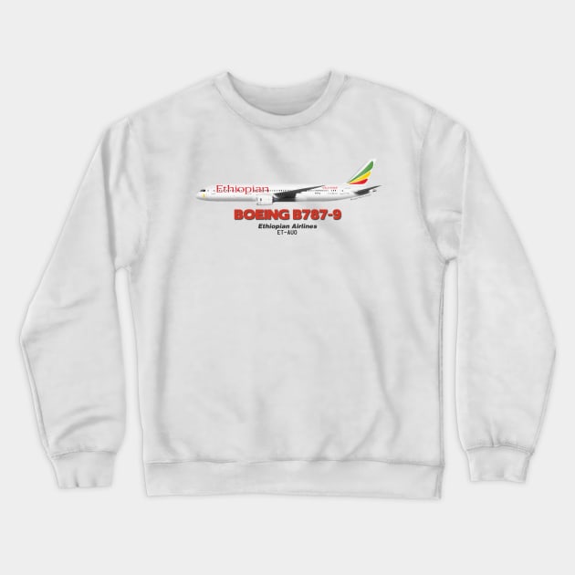 Boeing B787-9 - Ethiopian Airlines (Art Print) Crewneck Sweatshirt by TheArtofFlying